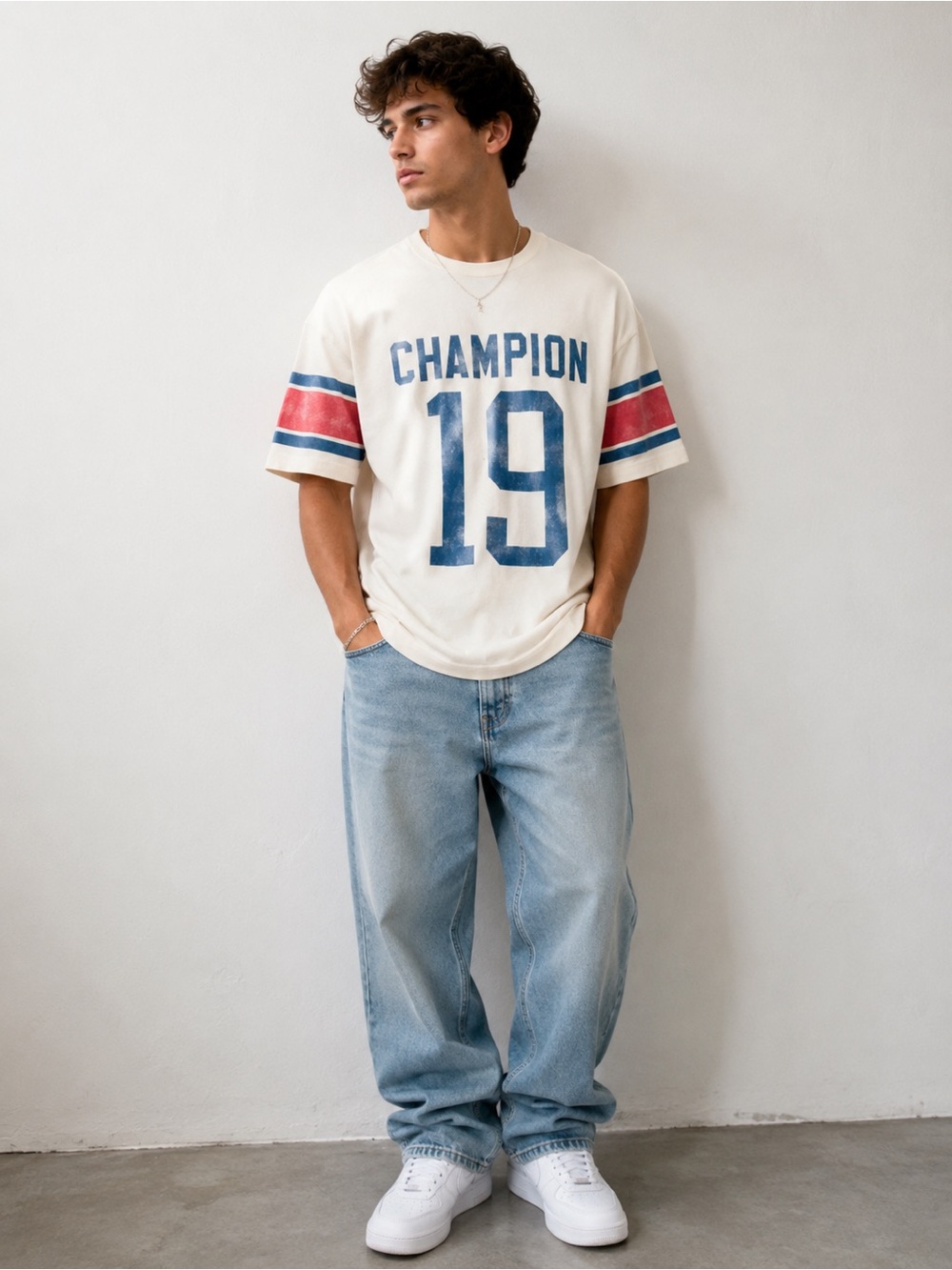 NWT Champion Football Jersey Tee XL Unbleached Cotton Varsity Streetwear